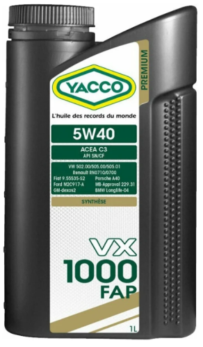 YACCO VX 1000 FAP 5W40 синт.масло 1л.