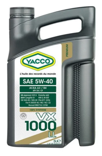 YACCO VX 1000 FAP 5W40 синт.масло 5л.