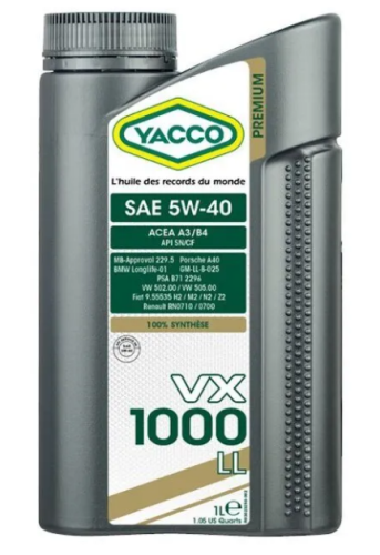 YACCO VX 1000 LL 5W40 синт.масло 1л.
