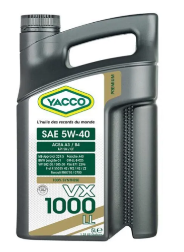 YACCO VX 1000 LL 5W40 синт.масло 5л.