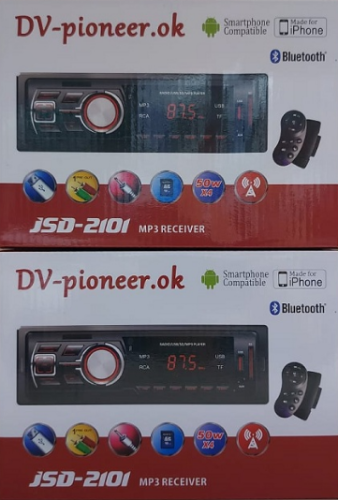 Магнитола DV-PEONEER.ok  Bluetooth USB AUX FM пульт мультируль цв.подсветка JSD-2101