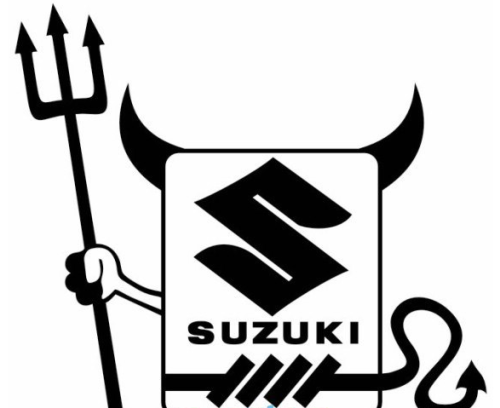 Наклейка "Suzuki с рожками" 140x150  бел.  C8808